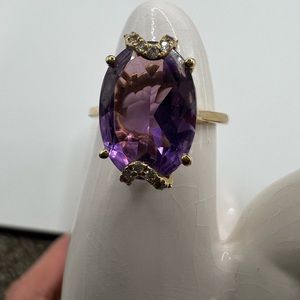 Natural Amethyst diamond ring